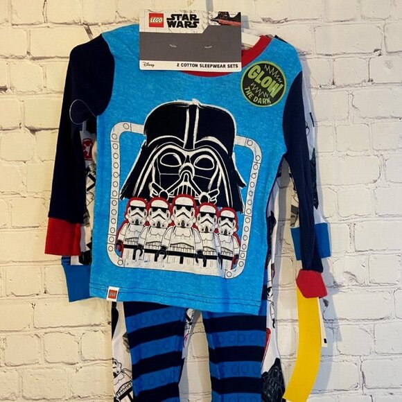 Star Wars Legos 4 pc Pajama Set Glow in the Dark Size 4 NWT - Picture 1 of 11